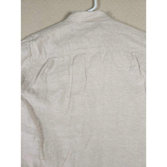 Axist Shirt Mens Medium M Linen Blend Button Up Short Sleeve Tan Regular Fit - Picture 9 of 11